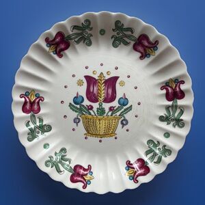 American Limoges Old Dutch Tulips Salad Dessert Bowl 8” Vintage China